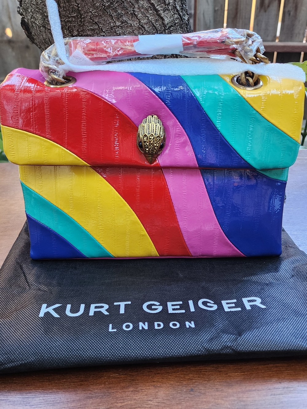 Kurt Geiger London Rainbow Wave Leather Kensington Bag NWT